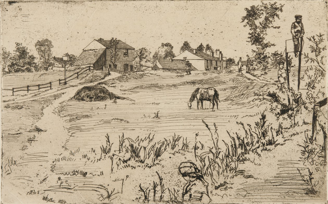 घोड़ों के साथ लैंडस्केप, 1859। द्वारा जेम्स एबॉट मैकनील व्हिस्लर