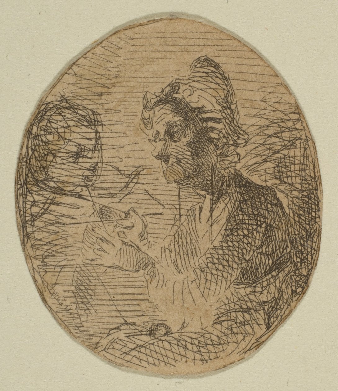 ओल्ड वुमन एंड चाइल्ड इन ओवल फ्रॉम स्केच ऑन द कोस्ट सर्वे प्लेट, 1854-55। द्वारा जेम्स एबॉट मैकनील व्हिस्लर