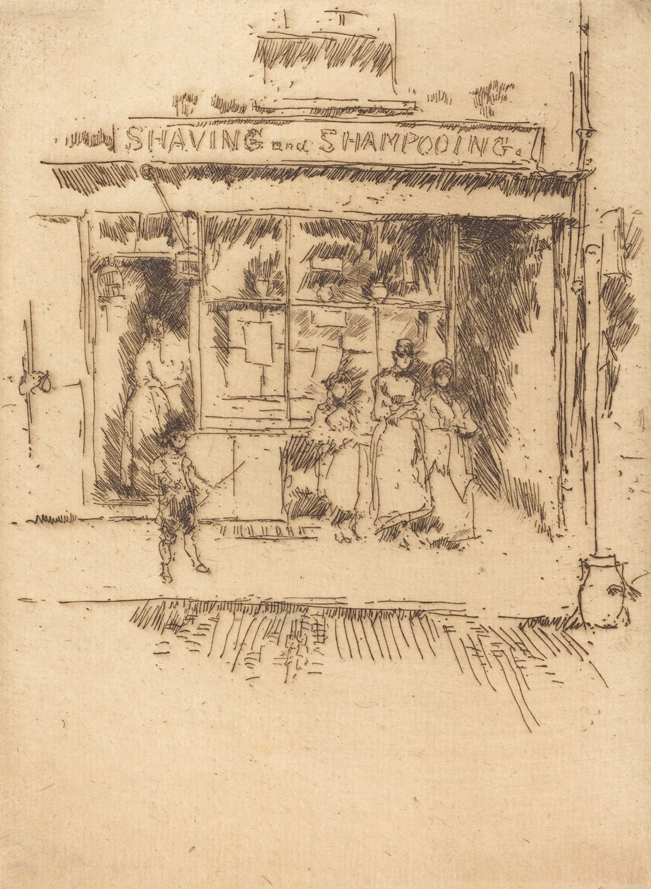 शेविंग और शैंपू करना, c. 18861888. द्वारा जेम्स एबॉट मैकनील व्हिस्लर