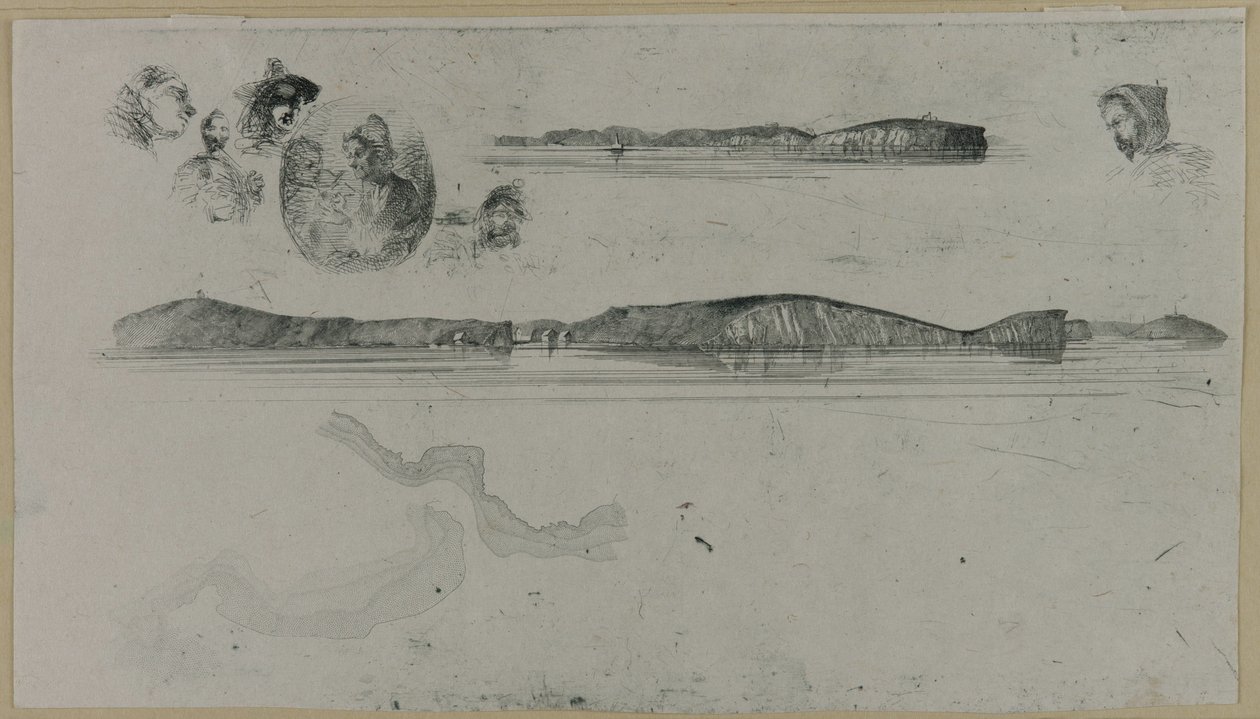 तट सर्वेक्षण प्लेट, 1854 पर रेखाचित्र। द्वारा जेम्स एबॉट मैकनील व्हिस्लर
