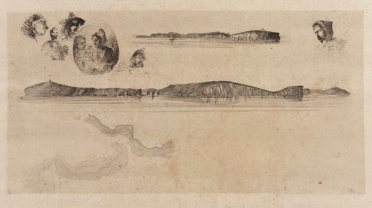 तट सर्वेक्षण प्लेट पर रेखाचित्र, 1854। द्वारा जेम्स एबॉट मैकनील व्हिस्लर