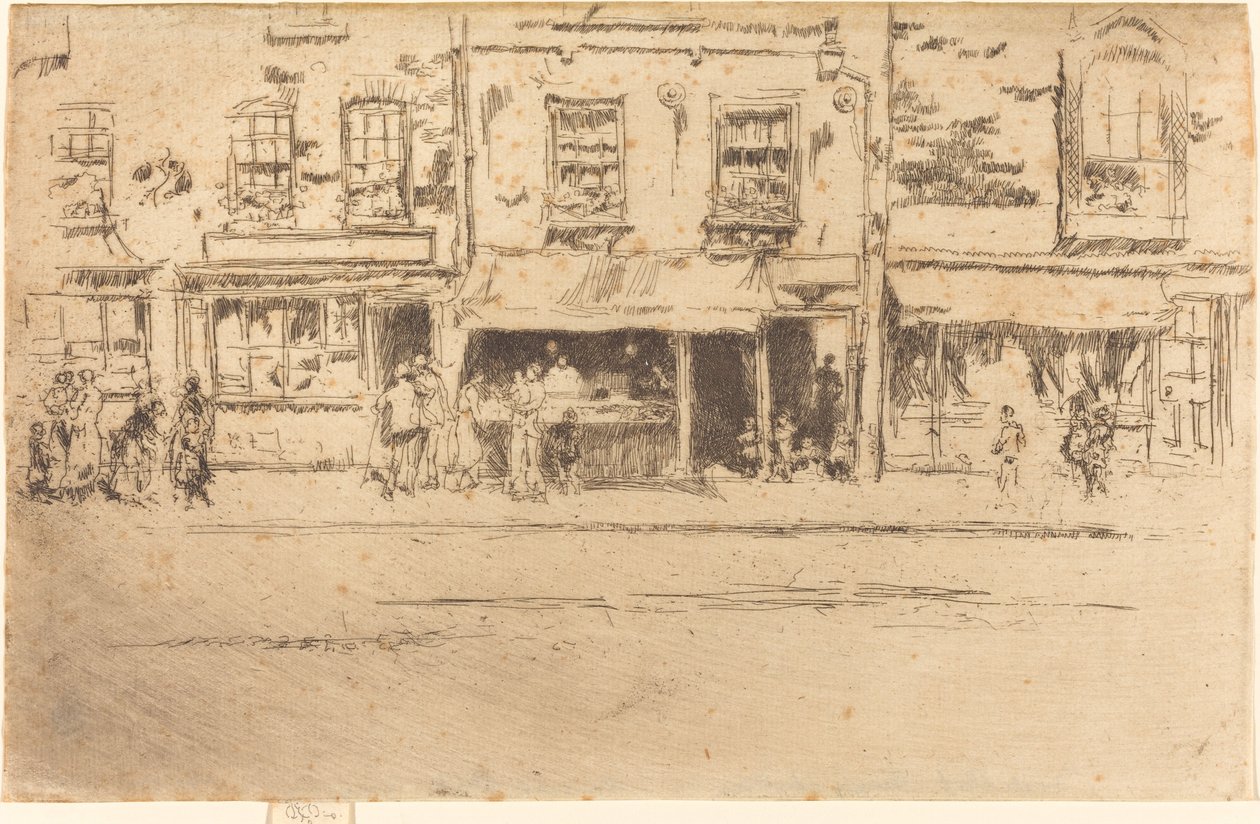 द फिश-शॉप, व्यस्त चेल्सी, 1887। द्वारा जेम्स एबॉट मैकनील व्हिस्लर