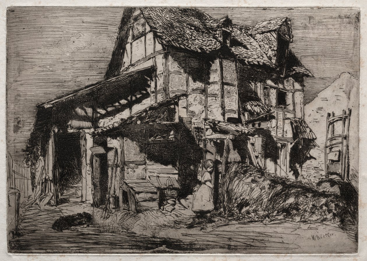 नेचर से बारह Etchings: द अनसेफ टेनमेंट, 1858। द्वारा जेम्स एबॉट मैकनील व्हिस्लर