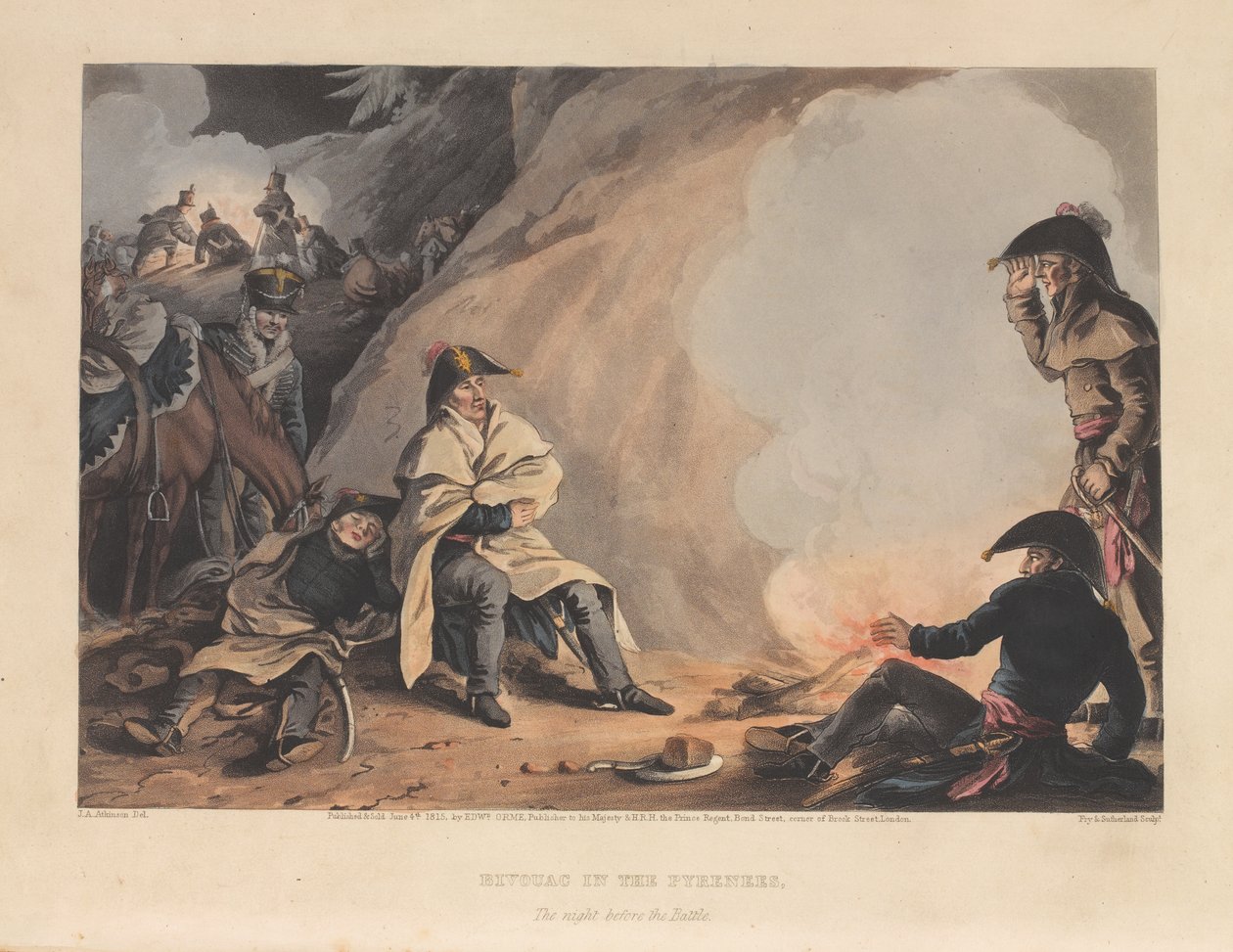 लड़ाई के पहले रात, Pyrenees में Bivouac , 1813 द्वारा जेम्स एटकिंसन