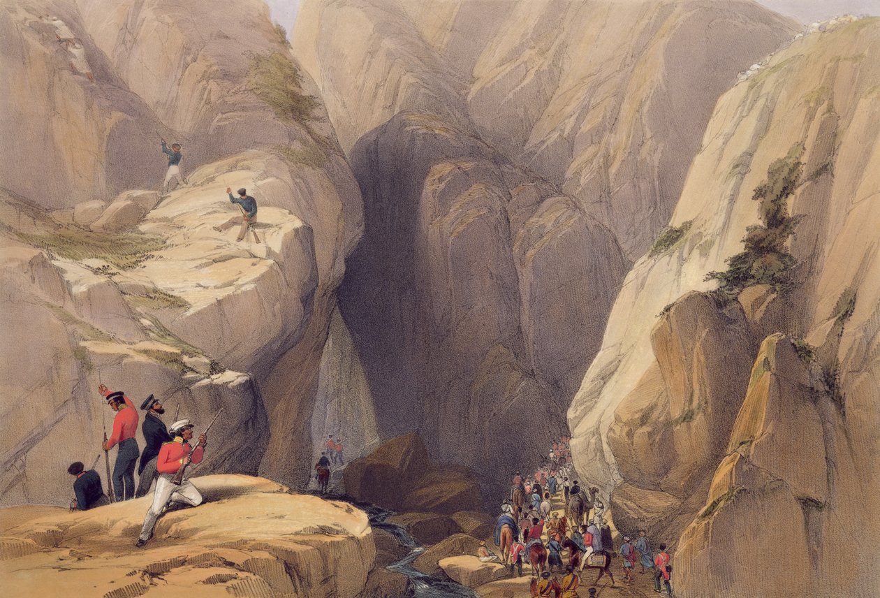 पराग से कोजक दर्रे पर प्रवेश, &39;स्केचेस इन अफ्घूनिस्तान&39; से, चार्ल्स हागे (1810-88) और लुई हागे (1806-85) द्वारा उत्कीर्ण, हेनरी ग्रेव्स, 1842 द्वारा प्रकाशित द्वारा जेम्स एटकिंसन