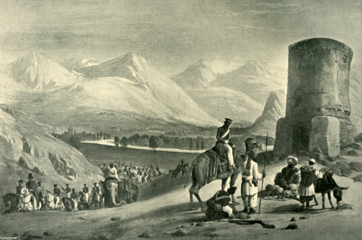 1842, 1901 की मैदान और बुज़राक टॉवर की घाटी। द्वारा जेम्स एटकिंसन