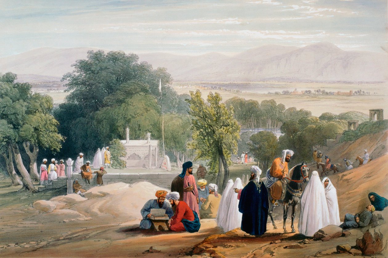 सम्राट बाबर, काबुल का मकबरा, पहला एंग्लो-अफगान युद्ध 1838-1842 द्वारा जेम्स एटकिंसन