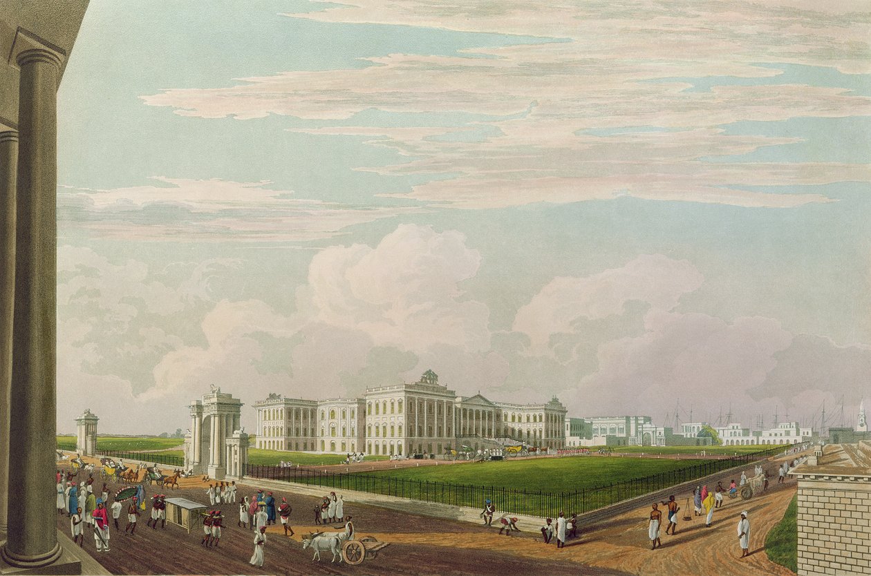 रॉबर्ट हवेल द यंगर (1793-1878) (एक्वाटिंट) द्वारा उकेरा गया सरकारी घर, कलकत्ता, 1826 का एक दृश्य द्वारा जेम्स बैली फ्रेजर
