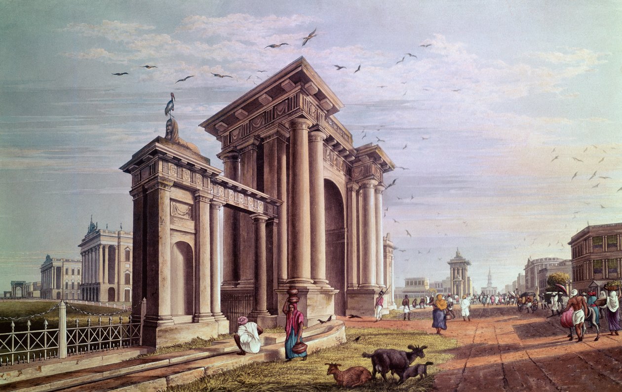कोर्ट हाउस स्ट्रीट, कलकत्ता, रॉबर्ट हेवेल, पब द्वारा उत्कीर्ण। 1824 द्वारा जेम्स बैली फ्रेजर