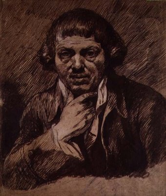 सेल्फ पोर्ट्रेट, c.1800 (कागज पर ब्रश और बिस्ट्रे) द्वारा जेम्स बैरी