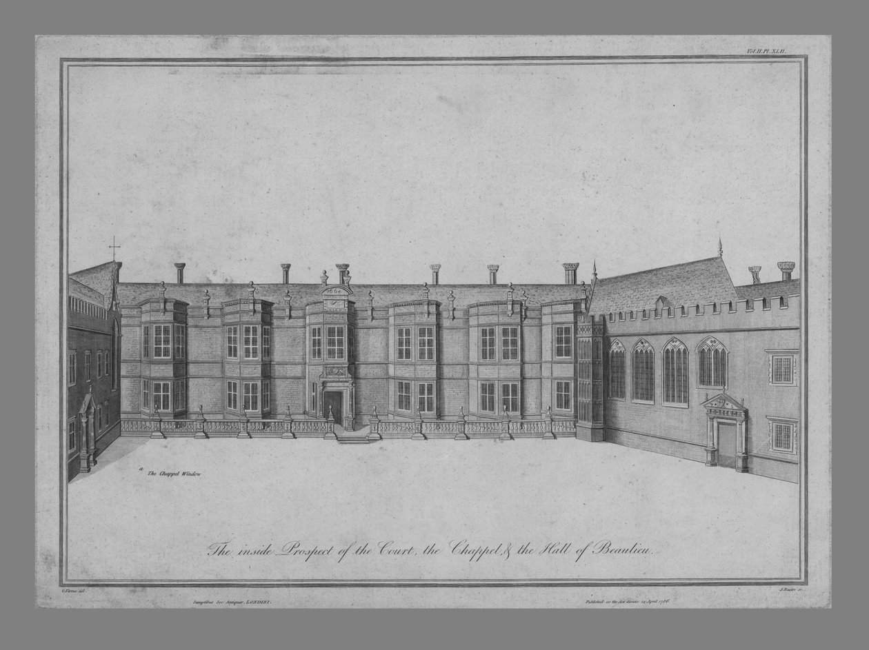 कोर्ट की अंदर की संभावना, चैपल और ब्यूलियू का हॉल, 1786। द्वारा जेम्स बेसिर I