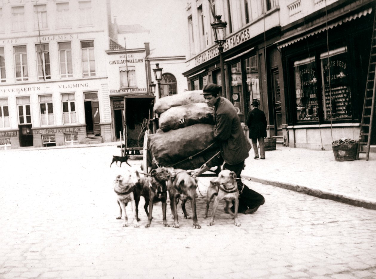 डॉगकार्ट के साथ आदमी, एंटवर्प, 1898 द्वारा जेम्स बैटकिन