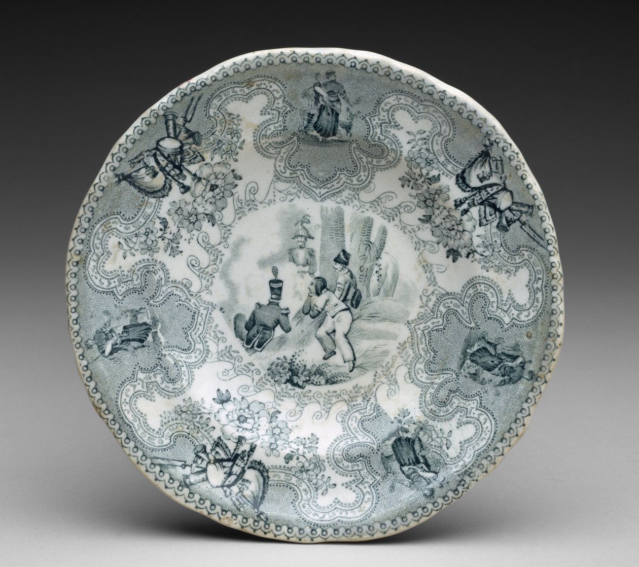 प्लेट, c.1837-44 (स्थानांतरण-मुद्रित मिट्टी के बरतन) द्वारा जेम्स बीच