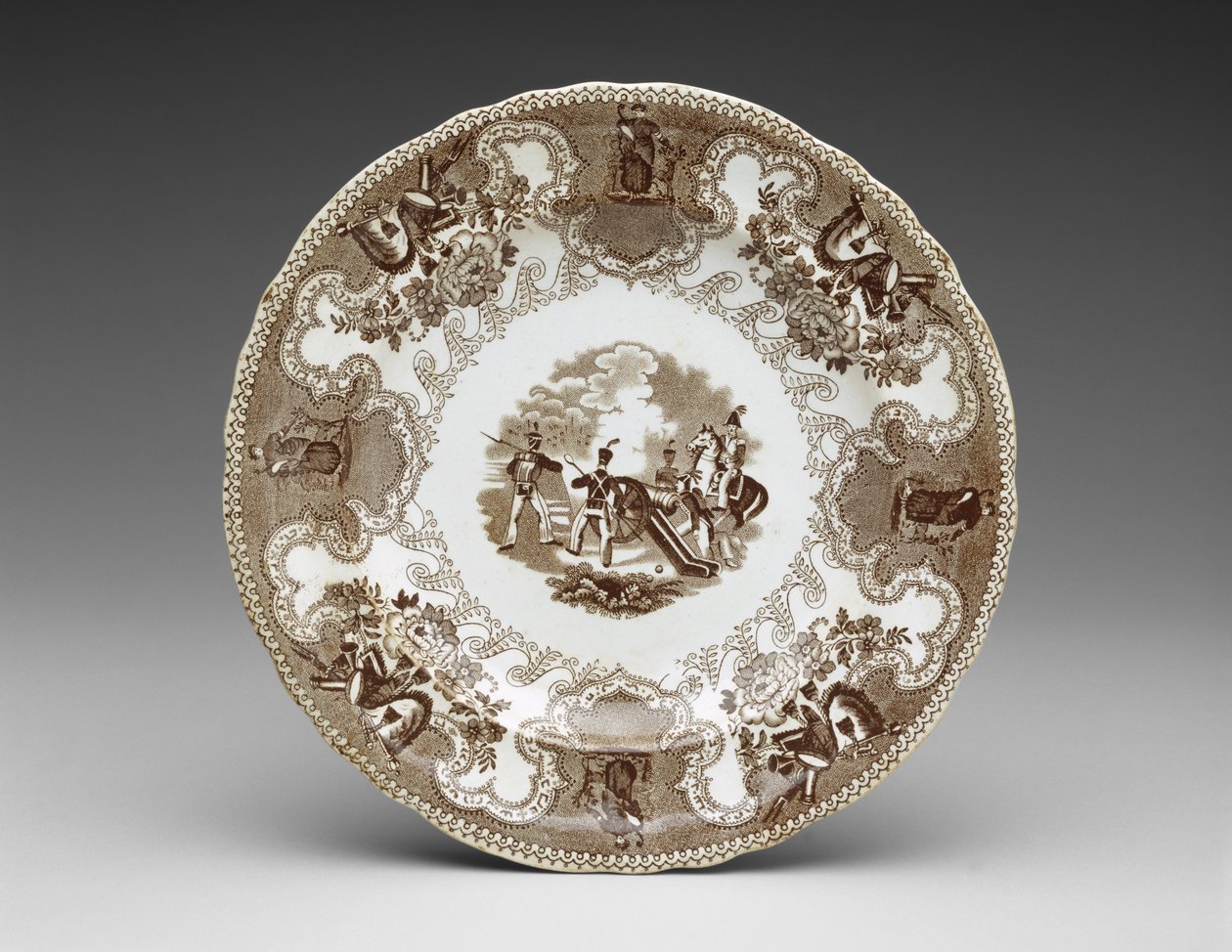 प्लेट, c.1837-44 (स्थानांतरण-मुद्रित मिट्टी के बरतन) द्वारा जेम्स बीच