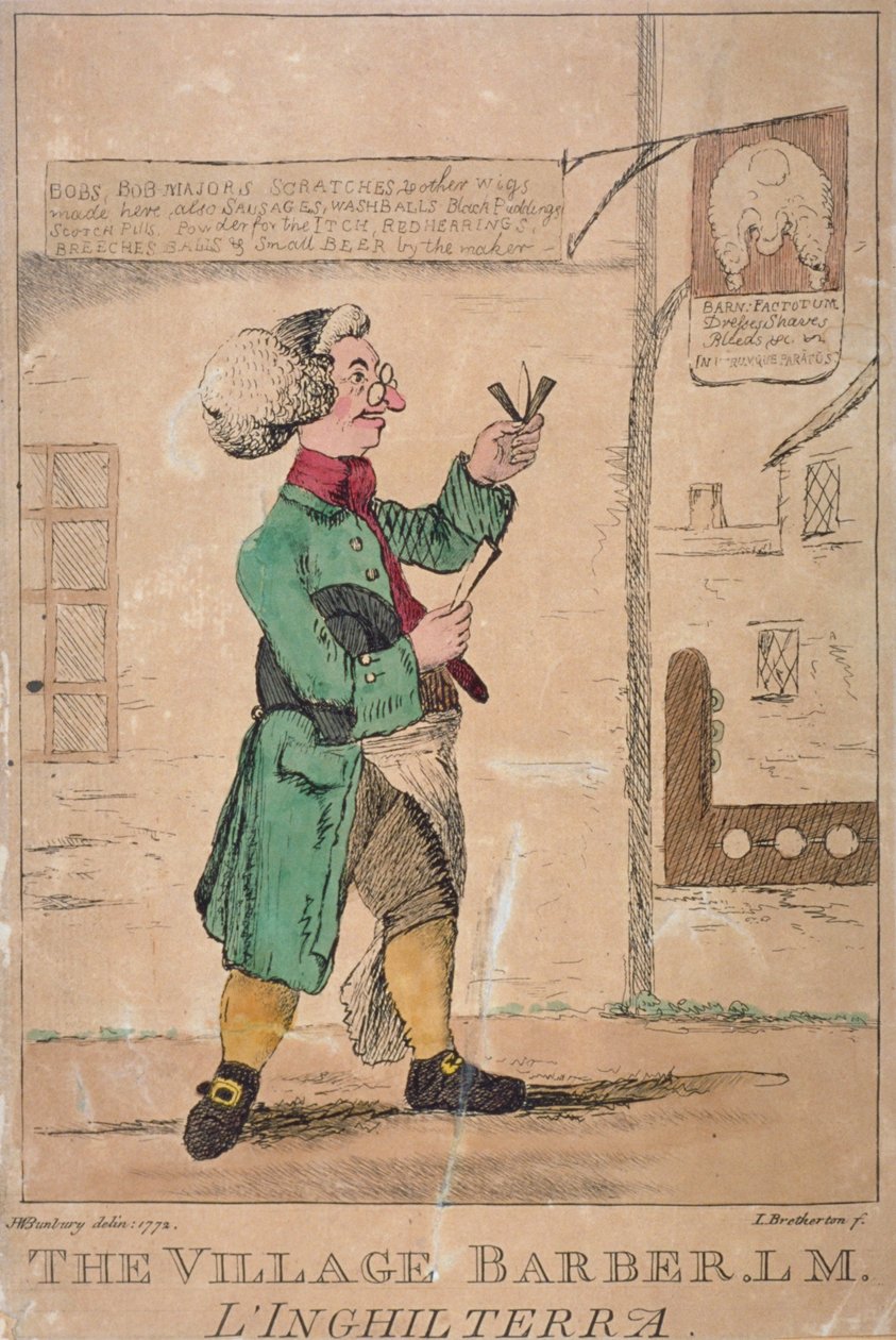 द विलेज बार्बर, 1772 द्वारा जेम्स ब्रेथरटन