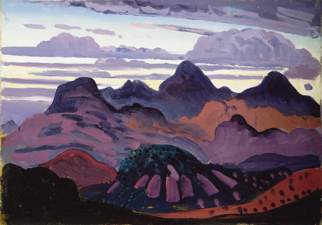 डीप ट्वाइलाइट, पाइरेनीज़, c.1912-13 (पैनल पर तेल) द्वारा जेम्स डिक्सन इन्स