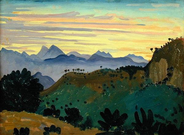 सूर्यास्त, सिएरा दा रोंडा, c.1912 (पैनल पर तेल) द्वारा जेम्स डिक्सन इन्स