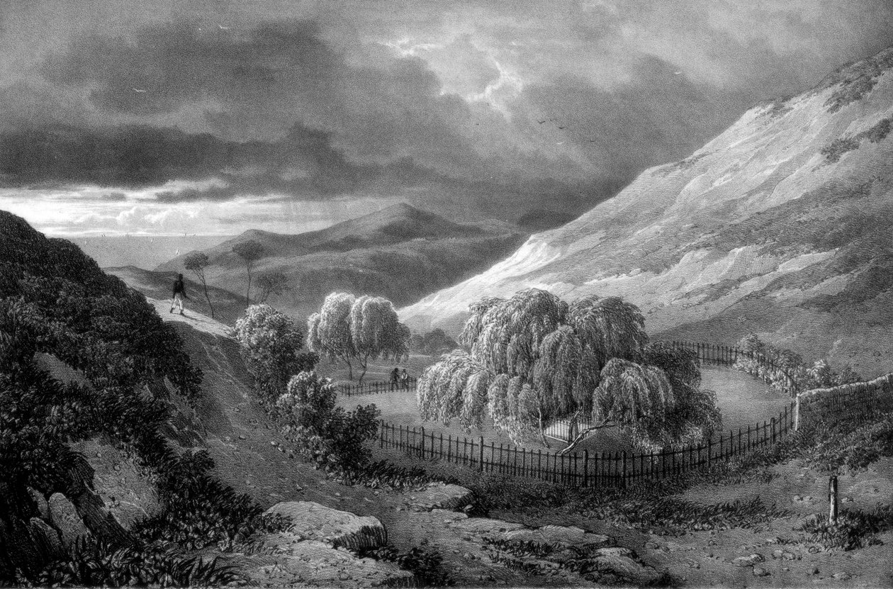 नेपोलियन बोनापार्ट्स कब्र, सेंट हेलेना द्वीप, 1824। द्वारा जेम्स डफ़िल्ड हार्डिंग
