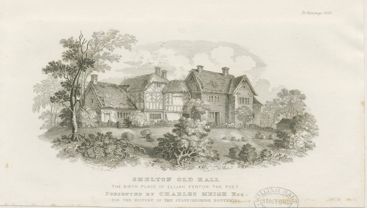 शेल्टन ओल्ड हॉल: स्टील एनग्रेविंग (vignetted), nd [c 1843] (प्रिंट) द्वारा जेम्स फ्लेविट मुललॉक
