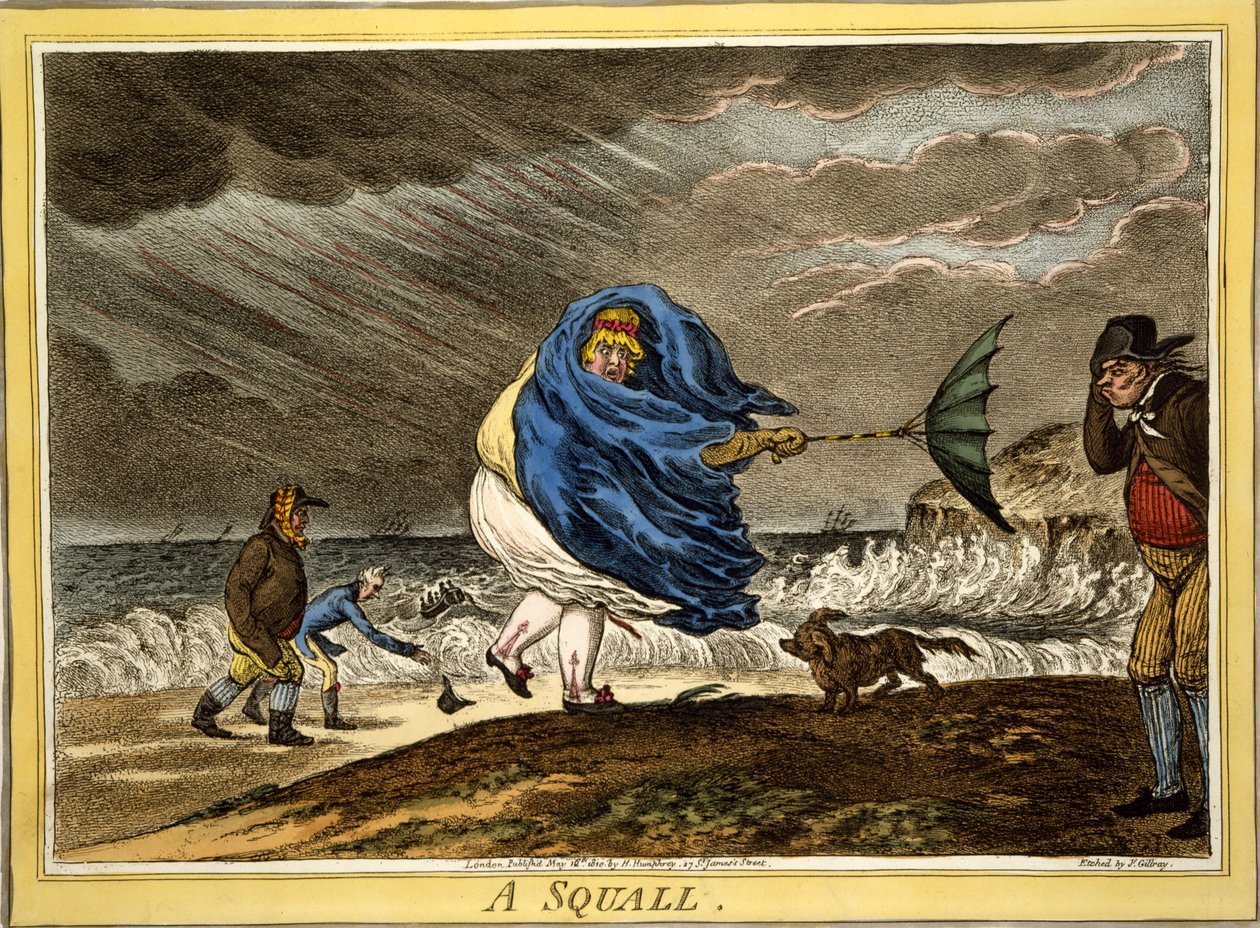 ए स्क्वॉल, पब। एच हम्फ्रे, लंदन, 1810 (हाथ से सजी रंग की नक्काशी) द्वारा जेम्स गिलियरे