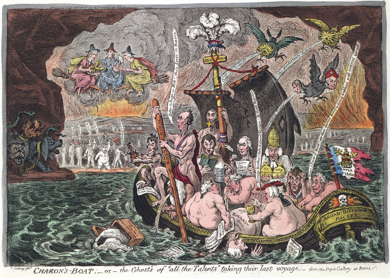 चारोन बोट या सभी अंतिम यात्राएं, 1807 लेने वाले सभी प्रतिभाओं के भूत द्वारा जेम्स गिलियरे