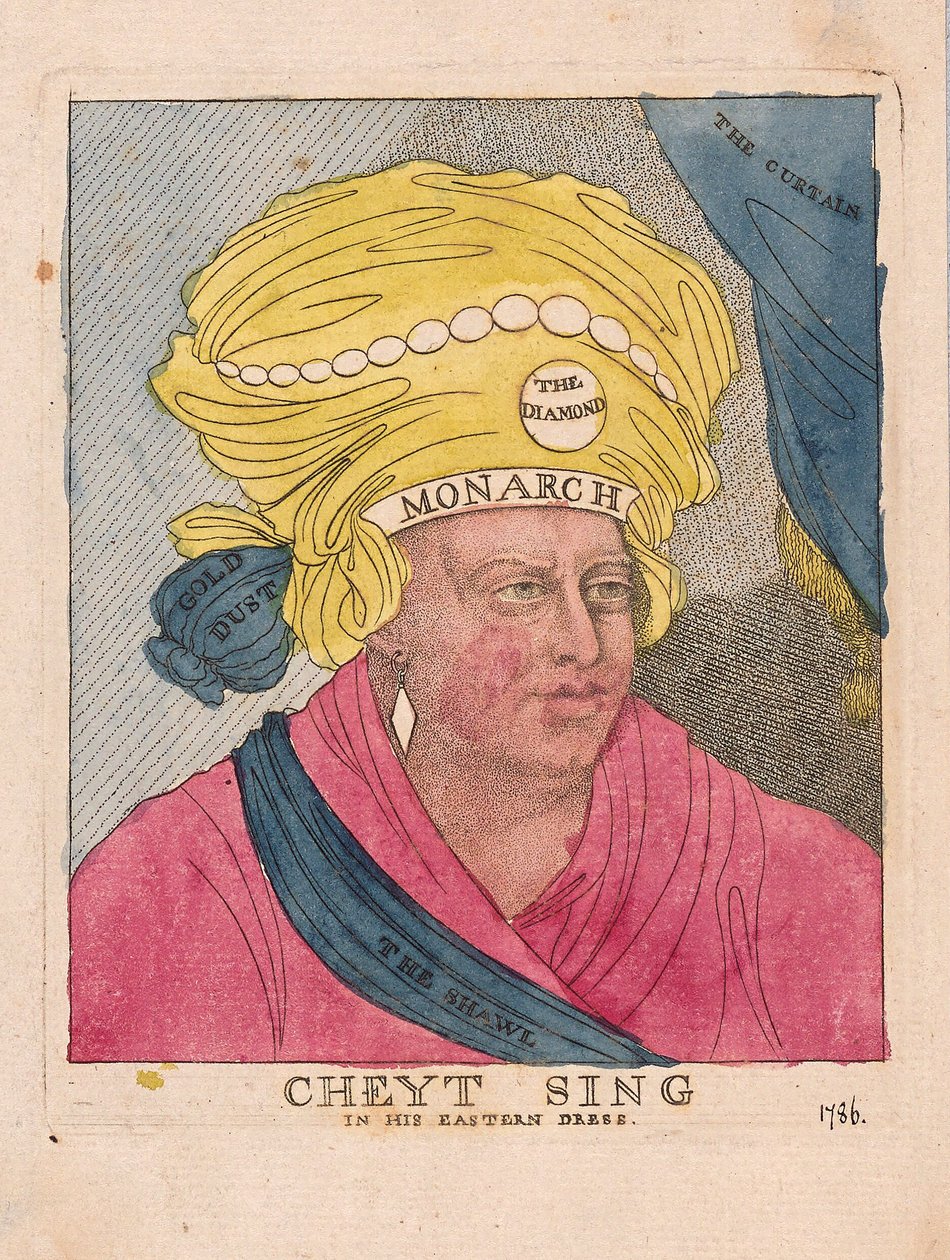 अपनी पूर्वी पोशाक में पब गाओ। 1786 (हाथ के रंग का उत्कीर्णन) द्वारा जेम्स गिलियरे