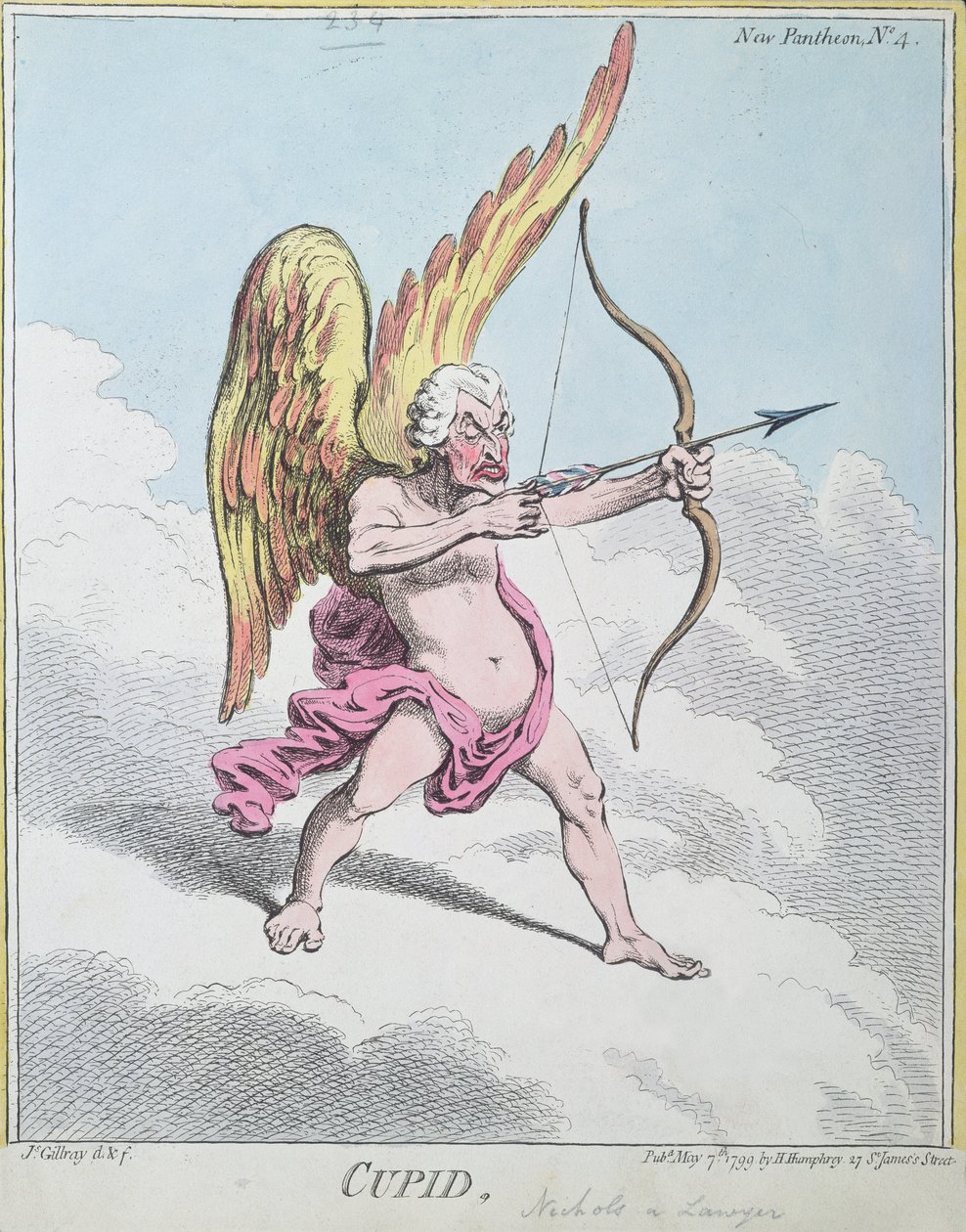 कामदेव, 1799 में हन्ना हम्फ्री द्वारा प्रकाशित (हाथ से रंग की नक़्क़ाशी) द्वारा जेम्स गिलियरे