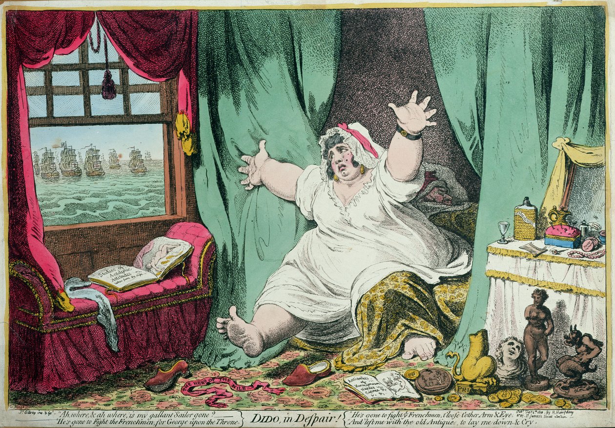 डेपो इन डेसपेयर, हैना हम्फ्रे द्वारा प्रकाशित, 1801 (हाथ से रंगा हुआ उत्कीर्णन) द्वारा जेम्स गिलियरे