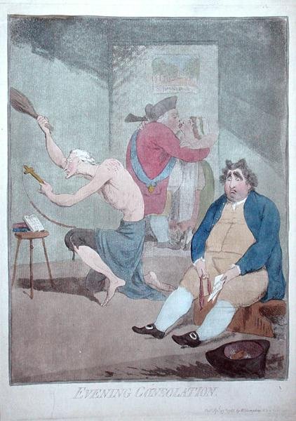 इवनिंग कॉन्सोलेशन, विलियम हम्फ्री द्वारा 1785 में प्रकाशित (हाथ से रंगी हुई नक़्क़ाशी) द्वारा जेम्स गिलियरे