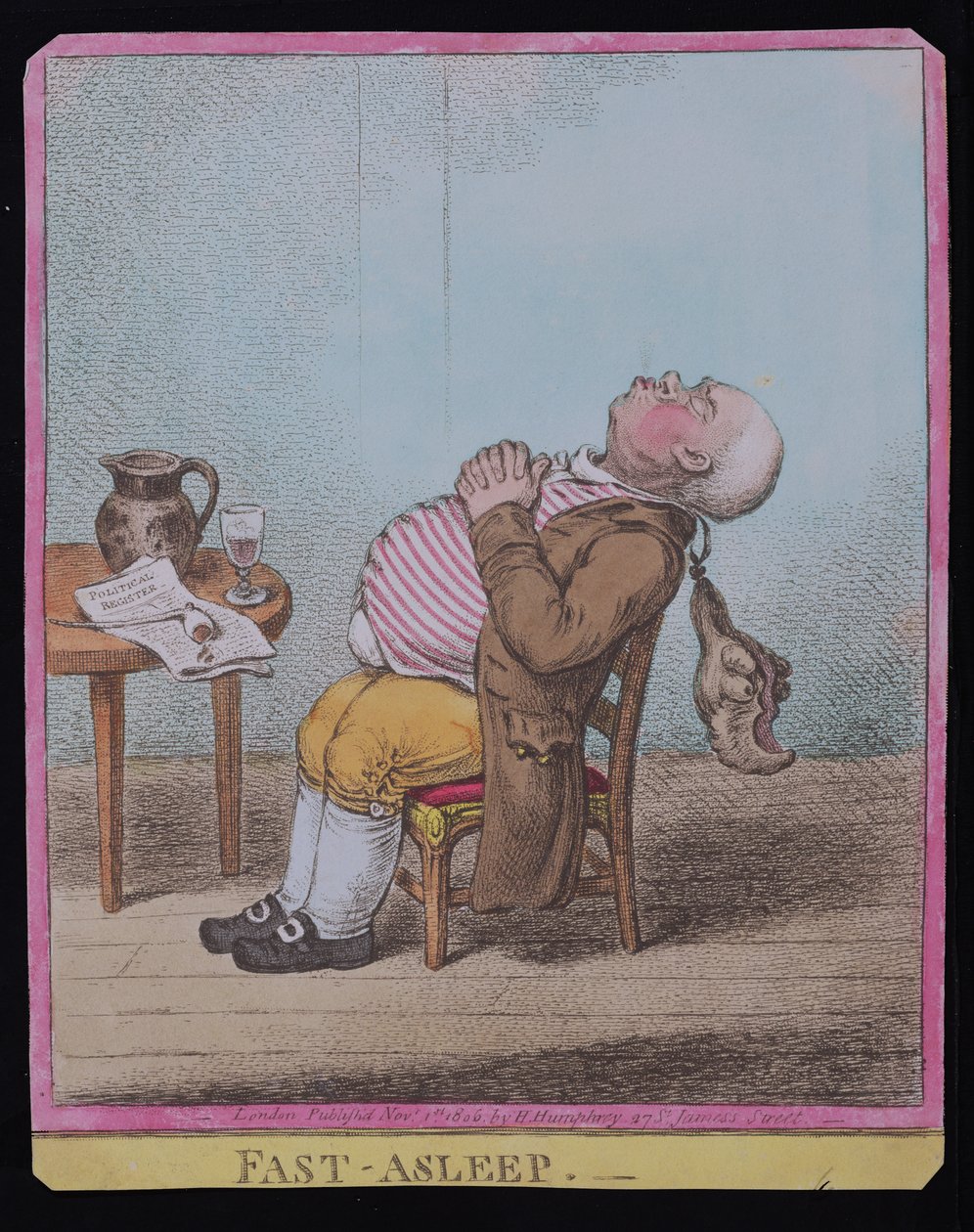 1806 में हन्ना हम्फ्रे द्वारा प्रकाशित फास्ट सो, (हाथ से रंग की नक़्क़ाशी) (189789 भी देखें) द्वारा जेम्स गिलियरे