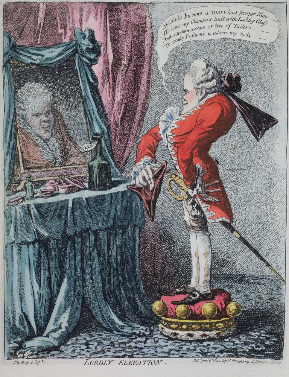 लॉर्डली एलिवेशन, पब। हन्नाह हम्फ्री द्वारा, 1802 द्वारा जेम्स गिलियरे
