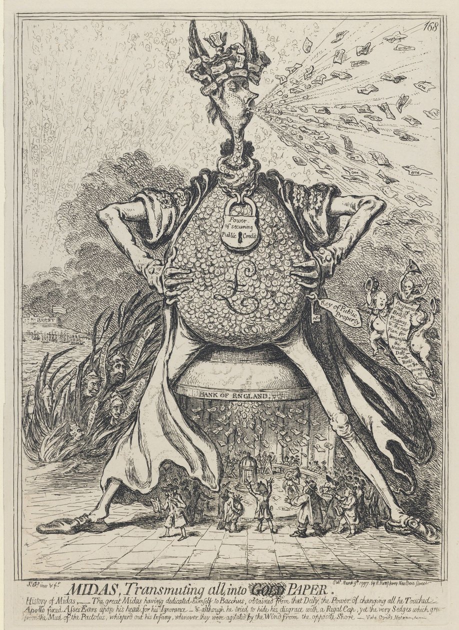 मिडास, सभी को गोल्ड पेपर, 1797 में प्रसारित करना द्वारा जेम्स गिलियरे