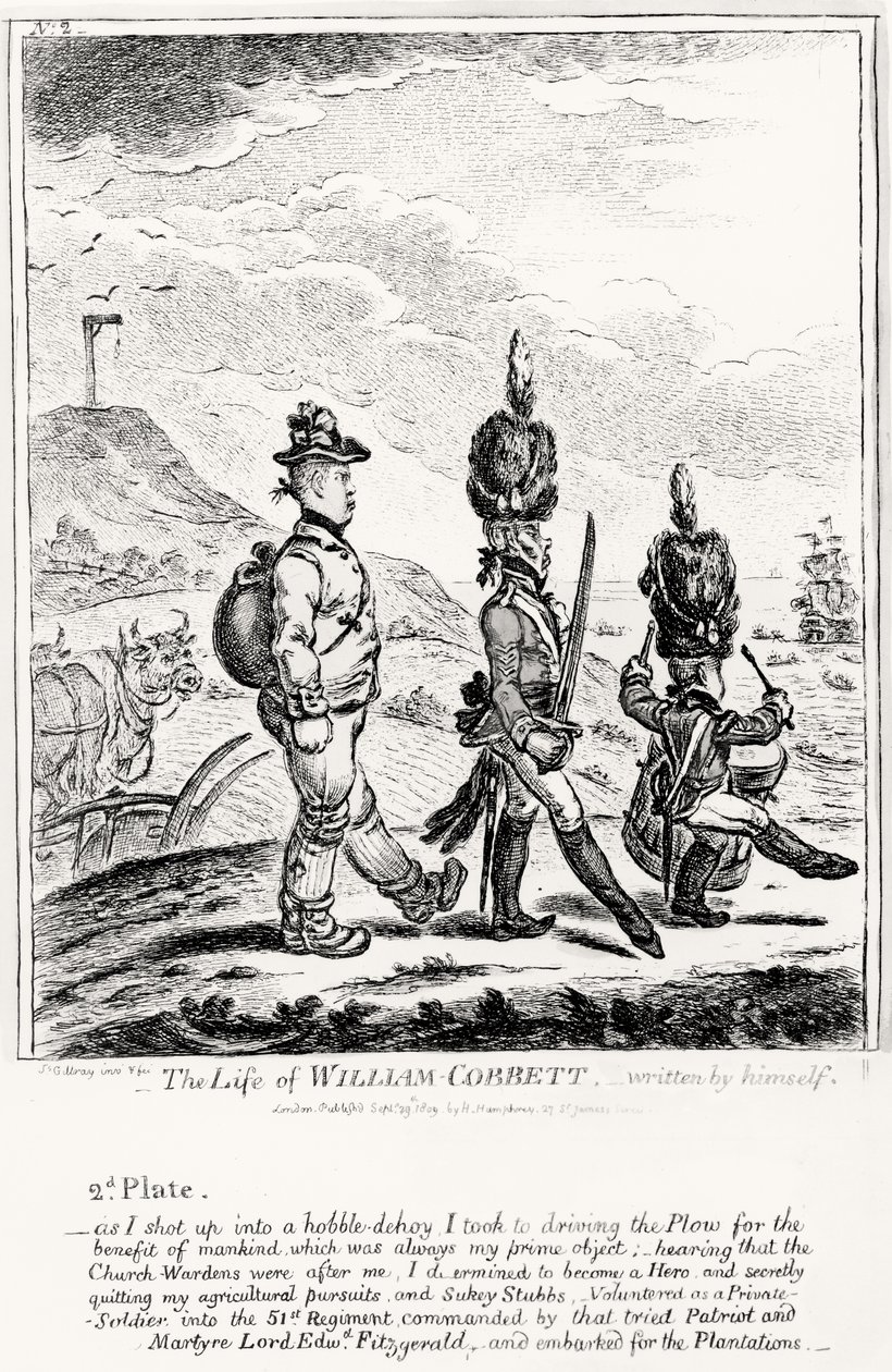 प्लेट 2, विलियम कोबेट के जीवन से, स्वयं द्वारा लिखित, पब। एच। हम्फ्रे, 1809 द्वारा द्वारा जेम्स गिलियरे