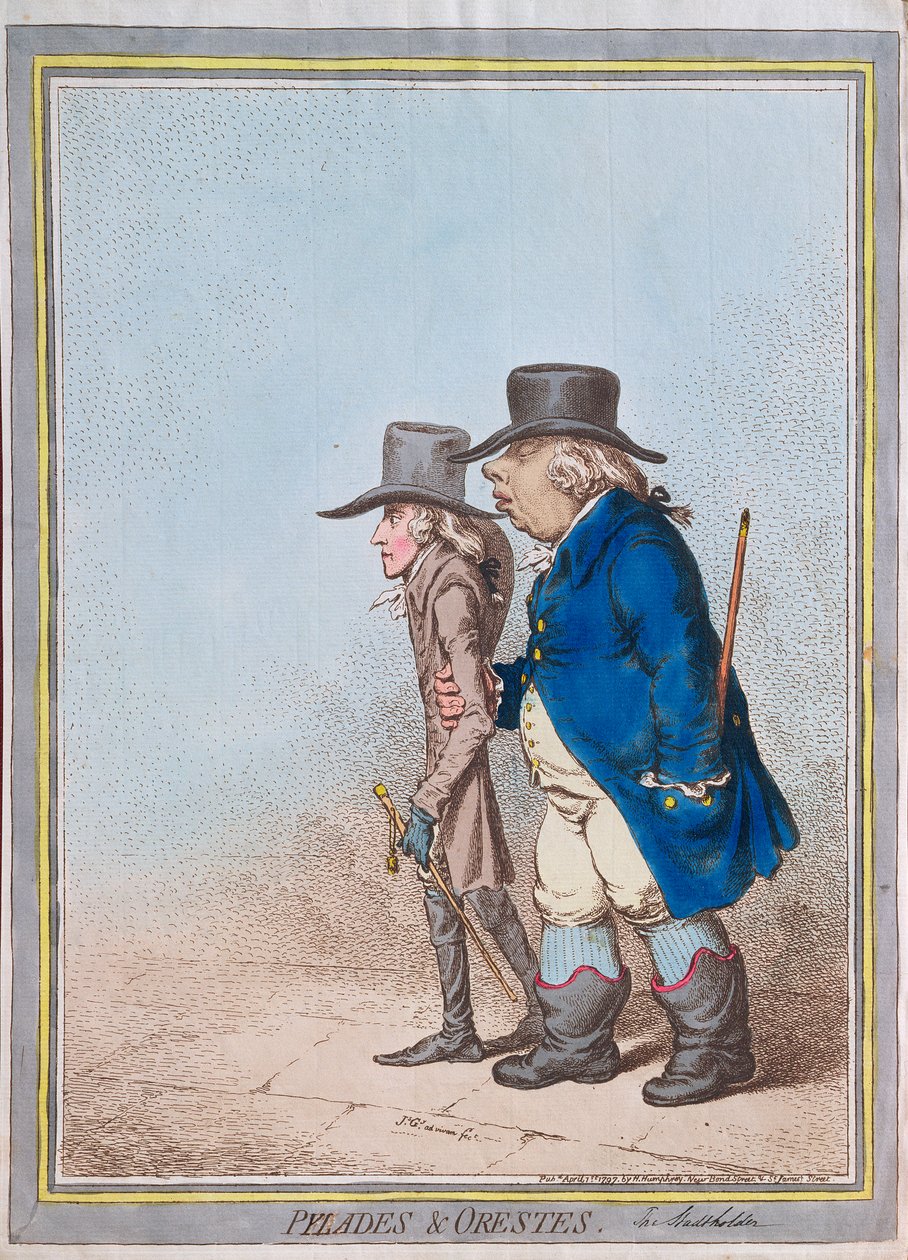 Pylades और Orestes, पब। हन्ना हम्फ्रे, 1797 द्वारा द्वारा जेम्स गिलियरे
