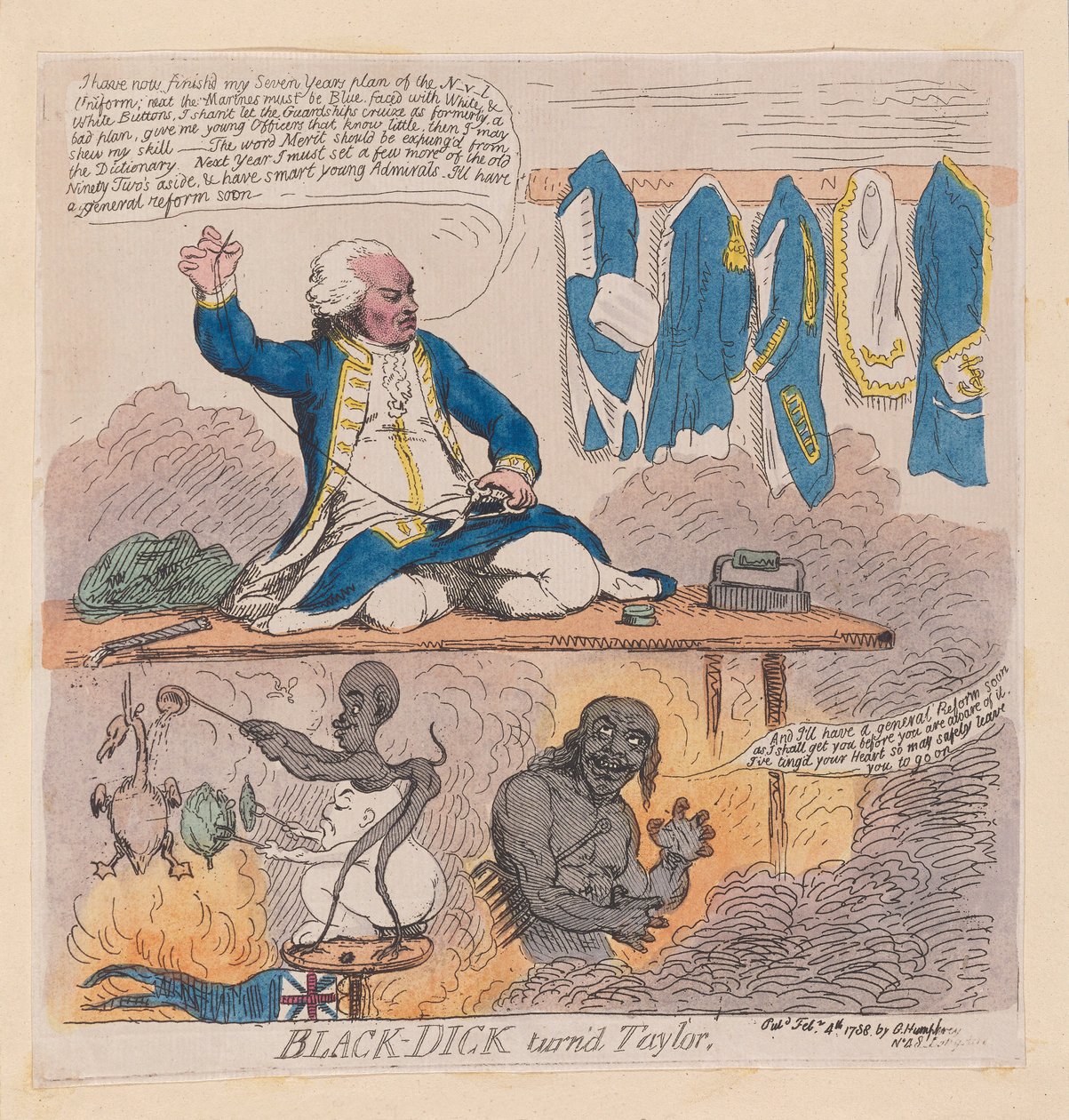रिचर्ड होवे, फर्स्ट अर्ल हॉवे (ब्लैक-डिक टरड टेलर), पब 1788 (हाथ के रंग का उत्कीर्णन) द्वारा जेम्स गिलियरे