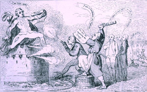 द थियेट्रिकल वॉर, 1787 में SW Fores द्वारा प्रकाशित (नक़्क़ाशी) द्वारा जेम्स गिलियरे