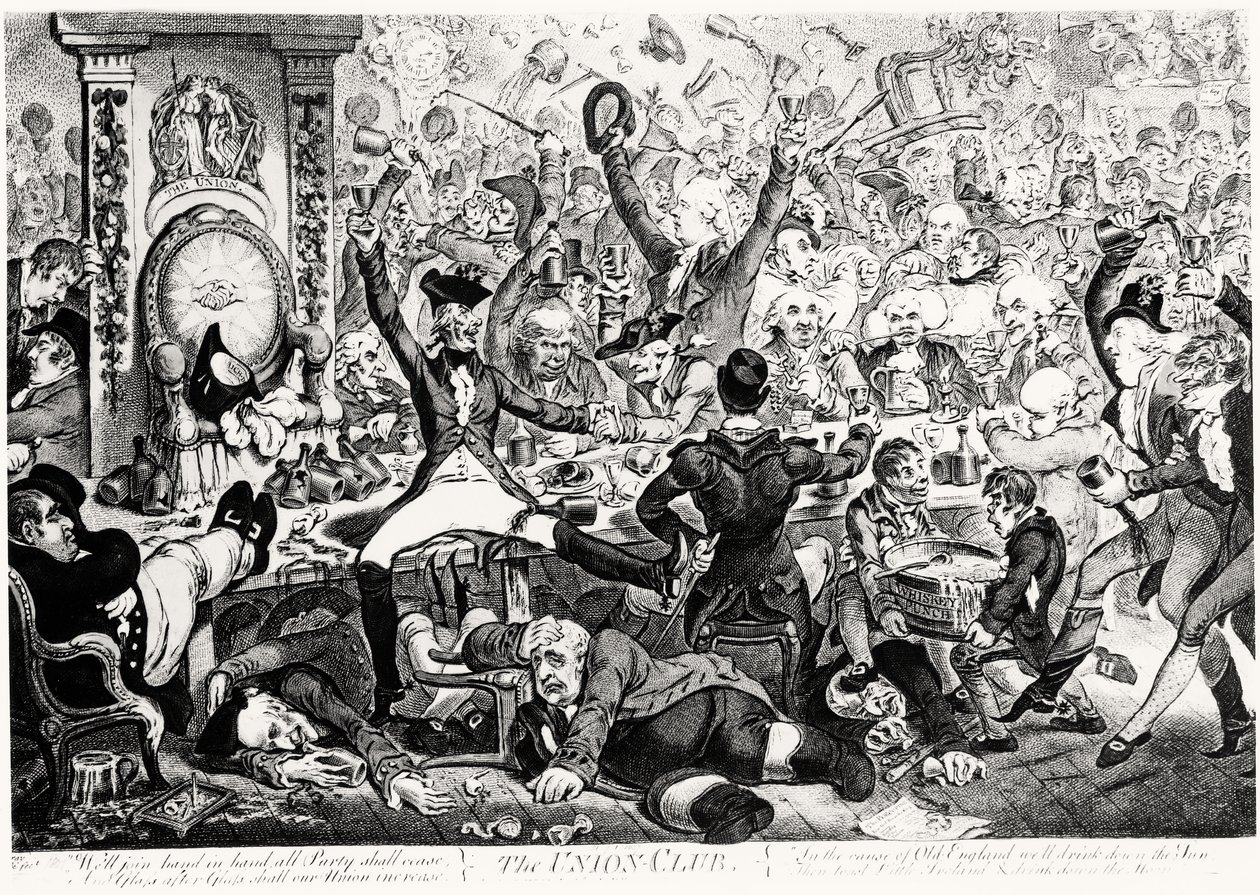 द यूनियन क्लब, 1801 (रंग उत्कीर्णन) द्वारा जेम्स गिलियरे