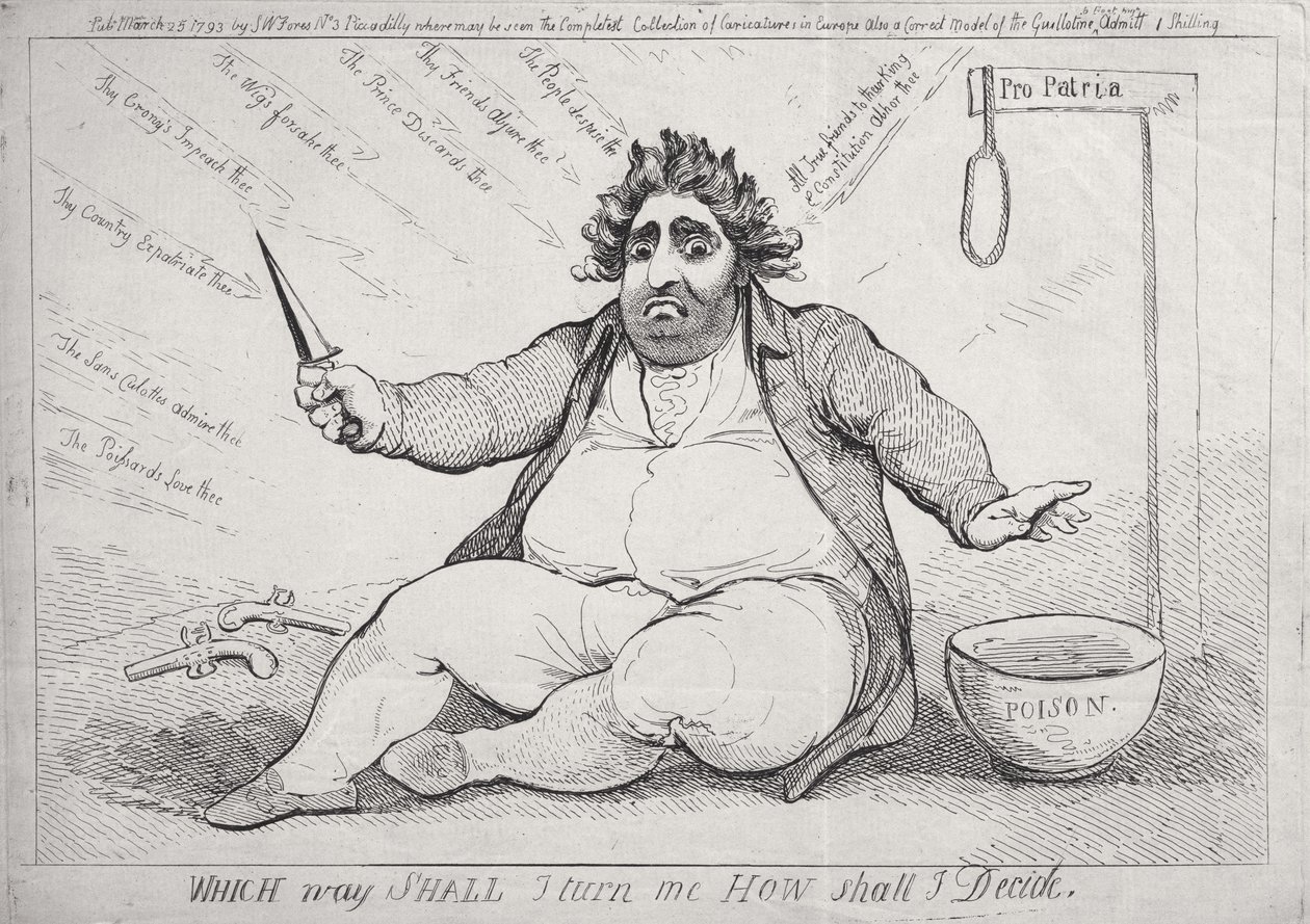 1793 में SW Fores द्वारा प्रकाशित किस तरह से Shall I Turn Me, How Shall I Decide प्रकाशित हुआ द्वारा जेम्स गिलियरे