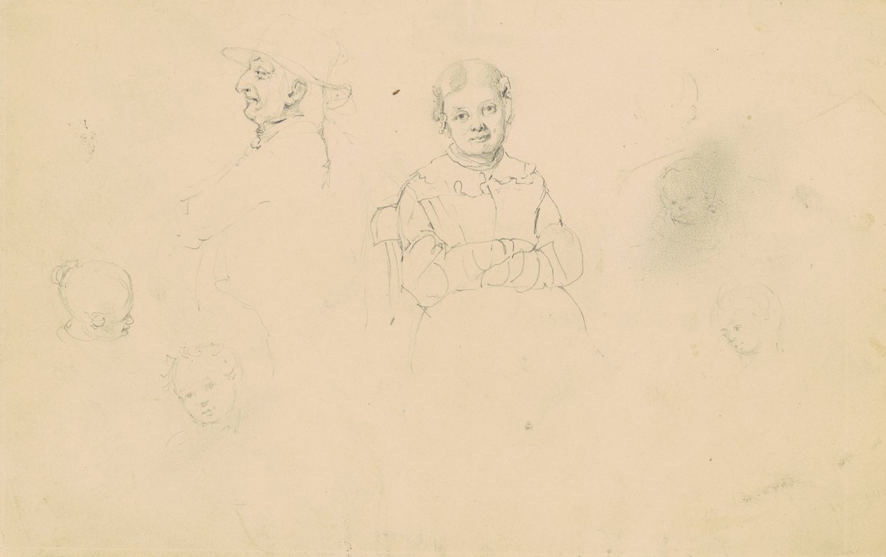 आंकड़ों का अध्ययन, c.1836-43 (विंग पेपर पर ग्रेफाइट) द्वारा जेम्स गुडविन क्लोननी