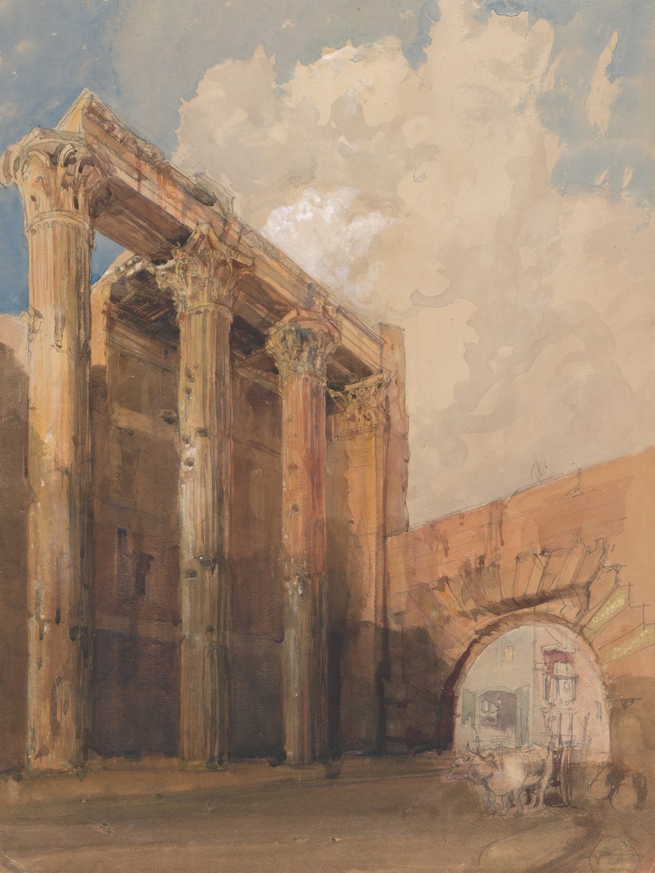 मार्स अल्टोर का मंदिर, रोम, 1840-45। द्वारा जेम्स हॉलैंड
