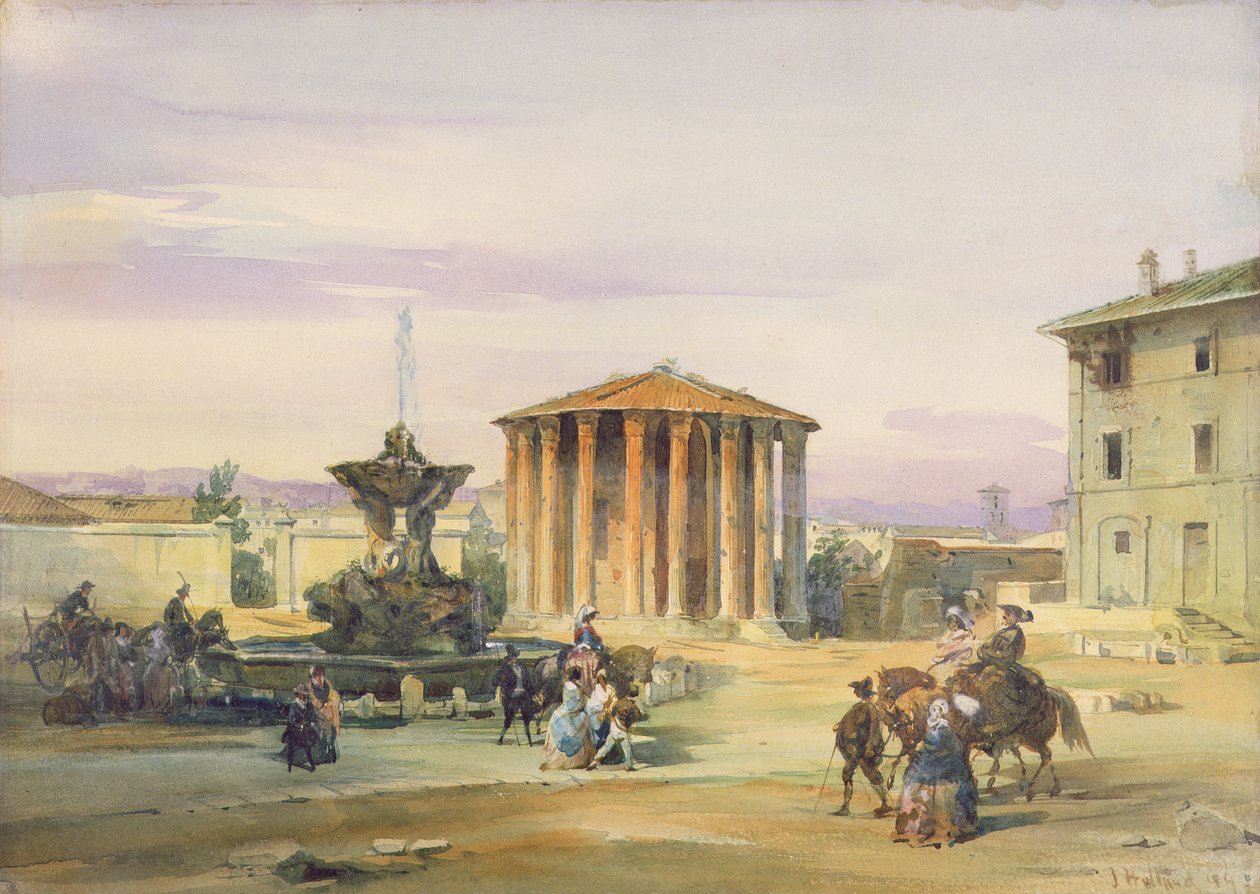 वेस्टा का मंदिर, रोम, 1849 (कागज पर ग्रेफाइट से अधिक) द्वारा जेम्स हॉलैंड