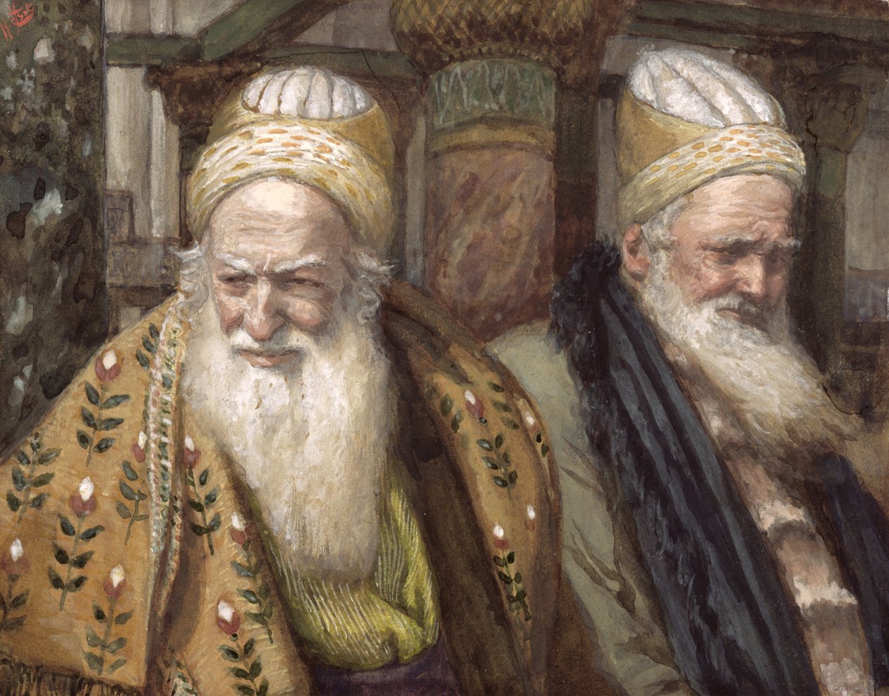 अन्नास और कैफा, द लाइफ ऑफ क्राइस्ट का चित्रण, c.1886-94 (कागज़ पर wc & gouache) द्वारा जेम्स जैक्स जोसेफ टिसोट