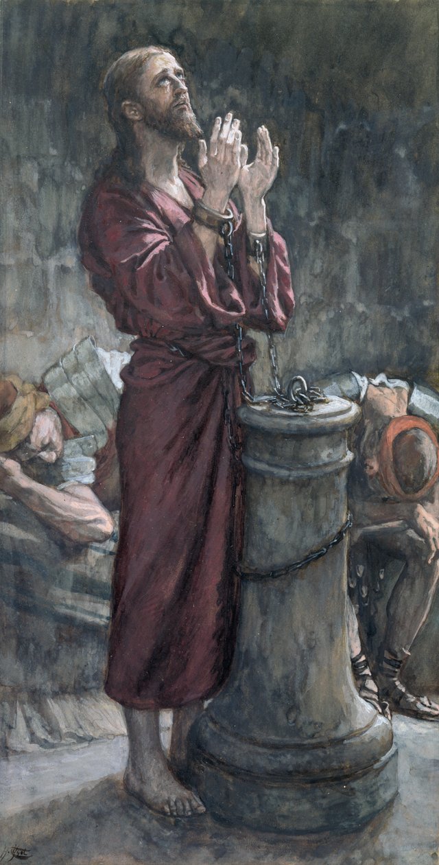 जेल में यीशु, मसीह के जीवन के लिए दृष्टांत, c.1884-96 (wc और gouache पेपरबोर्ड पर) द्वारा जेम्स जैक्स जोसेफ टिसोट