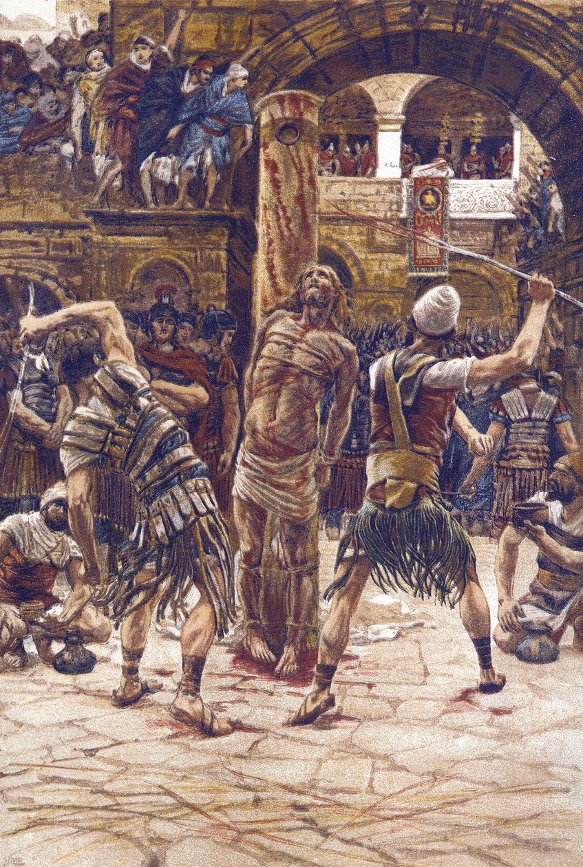 ला फॉगिंग डू विज़ेज - द स्कोर्जिंग ऑफ द फेस - फ्रॉम "" द लाइफ ऑफ अवर लॉर्ड जीसस क्राइस्ट "" - 1899 जेम्स टिसोट द्वारा - ला विए डे नोट्रे लॉर्ड जीसस क्राइस्ट, जैक्स जोसेफ (जैक्स-जोसेफ) द्वारा टिसोट डिट जेम्स टिसोट ( १८३६-१९०२) द्वारा जेम्स जैक्स जोसेफ टिसोट