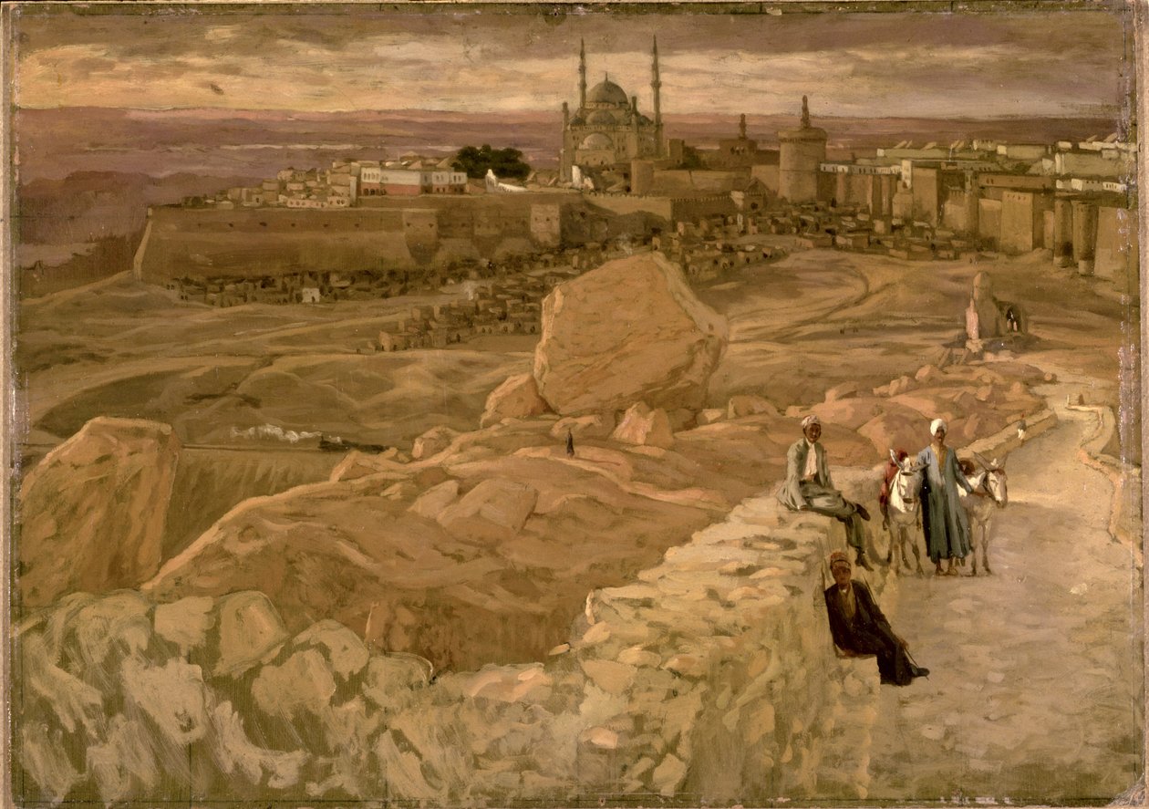 गढ़, काहिरा, मोकत्तम से दक्षिण पूर्व की ओर देख रहे हैं, c.1886-96 (पेपरबोर्ड पर गौचे) द्वारा जेम्स जैक्स जोसेफ टिसोट
