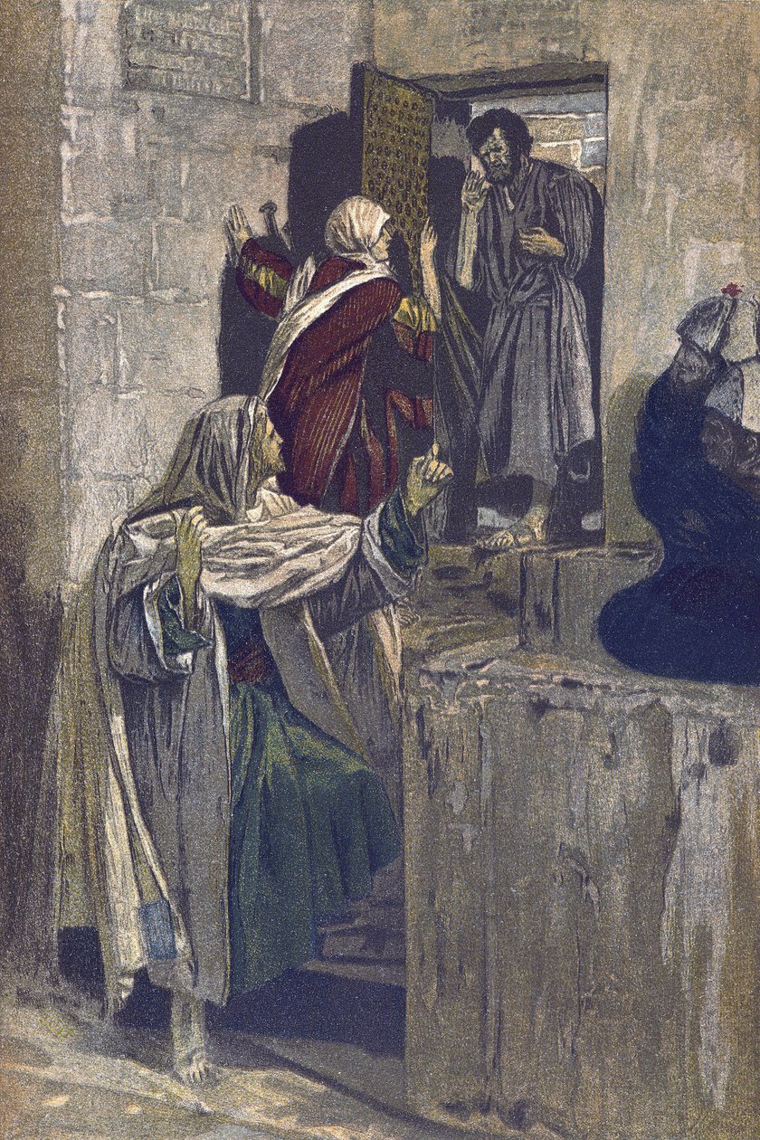 सेंट पीटर का पहला इनकार - सेंट पीटर का पहला इनकार - "" द लाइफ ऑफ अवर लॉर्ड जीसस क्राइस्ट" से - 1899 जेम्स टिसोट द्वारा - ला विए डे नोट्रे सिग्नूर जीसस क्राइस्ट, जैक्स जोसेफ (जैक्स जोसेफ) टिसोट डिट जेम्स द्वारा टिसोट (1836-1902) द्वारा जेम्स जैक्स जोसेफ टिसोट