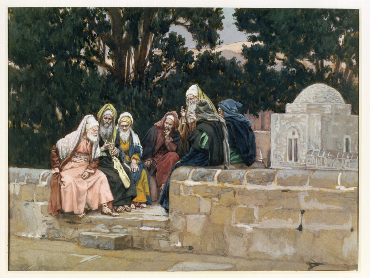 फरीसियों और हेरोदियों, मसीह के जीवन के लिए चित्रण, c.1886-96 (कागज पर गौचे) द्वारा जेम्स जैक्स जोसेफ टिसोट