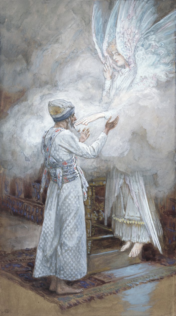 ज़ाचरिआस का विज़न, द लाइफ ऑफ़ क्राइस्ट का चित्रण, c.1886-94 (कागज़ के साथ wc और gache) द्वारा जेम्स जैक्स जोसेफ टिसोट