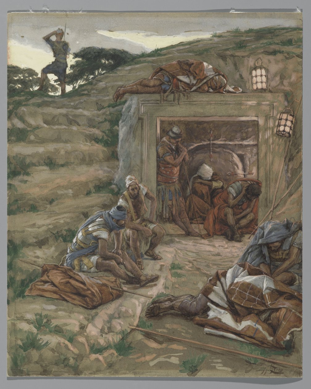समाधि पर घड़ी, हमारे प्रभु यीशु मसीह के जीवन से दृष्टांत, 1886-94 (कागज पर ग्रेफाइट से अधिक) द्वारा जेम्स जैक्स जोसेफ टिसोट