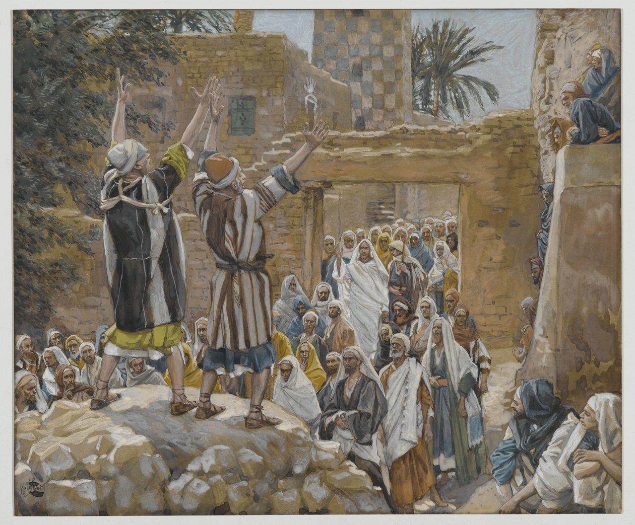 जेरिको में दो ब्लाइंड मेन, हमारे प्रभु यीशु मसीह के जीवन का चित्रण, 1886-96 (वर्ष पर रेखांकन पर डब्ल्यूसी द्वारा जेम्स जैक्स जोसेफ टिसोट